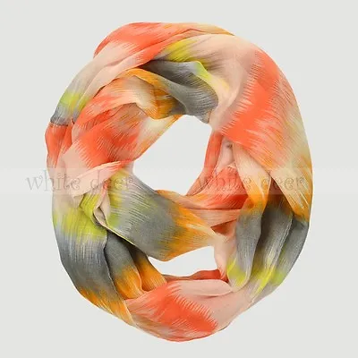 $6.95 • Buy Wave Texture Tie Dye Block Circle Loop Wrap Infinity Scarf Multi Color Soft
