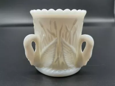 Vintage Swan Opalescent White Milk Glass Toothpick Holder Stunning • $15.19