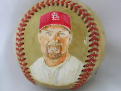 MARK McGWIRE HAND PAINTED VIVID LIFE LIKE GARY GUERRA ARTIST SIGNED BASEBALL • $145