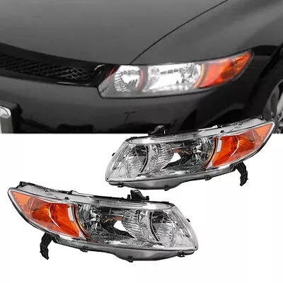 Headlights Lamps Assembly Clear Lens Pair For 2006-2011 Honda Civic Coupe 2Dr • $89.28