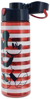 Disney Store Mickey Mouse Striped Flip Top Water Bottle 25oz New Drink Cup • $21.55