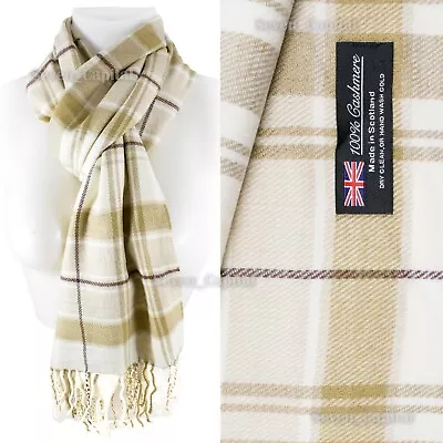 Mens Womens Winter Warm SCOTLAND Made 100% CASHMERE Scarf Scarves Plaid Wool • $7.49