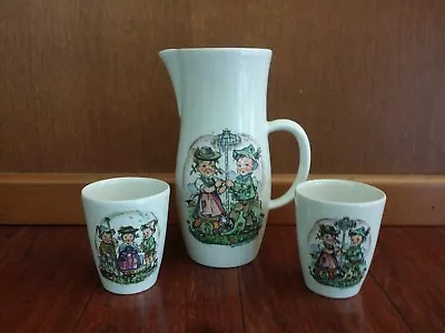 RARE Vintage DIETER HANITZSCH CARTOONIST PITCHER CUPS GERMANY MID CENTURY COMIC • $49