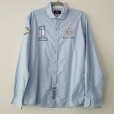 La Martina Polo Argentina Light Blue Embroidered Logo Button Down Shirt  XL • $45