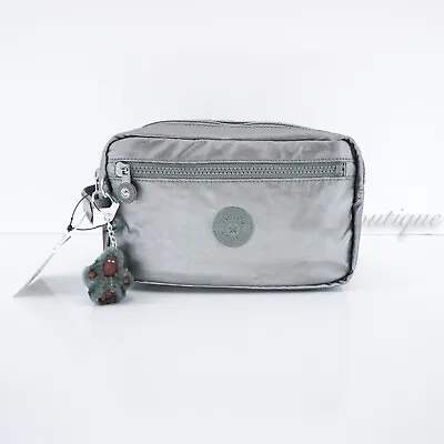 £35.79 • Buy NWT Kipling AC8277 Amalfi Toiletry Bag Cosmetic Case Nylon Metallic Stoney Grey