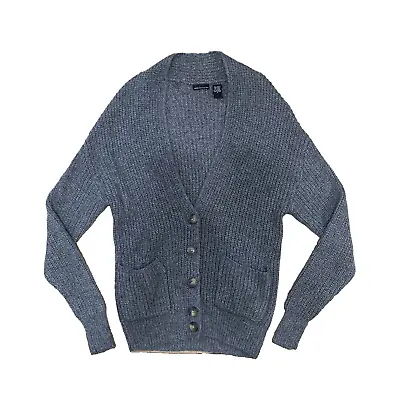 MODA INTERNATIONAL Cardigan S Women Wool Gray Chunky Knit Dark Academia Grunge S • $22