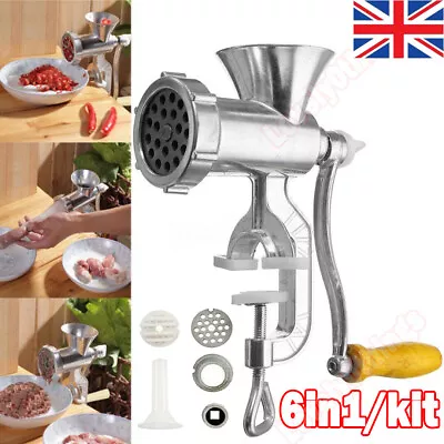 Manual Rotary Meat Grinder Mincer Machine Food Aluminium Alloy Sausage Maker UK. • £11.99