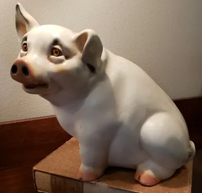 1984 Vintage 329 Universal Statuary Corp Pig Statue Decor Realistic Eyes USA • $97.99