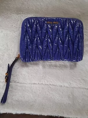 Miu Miu Purple Leather Quilted Matelasse Clutch/Wristlet Bag • £80