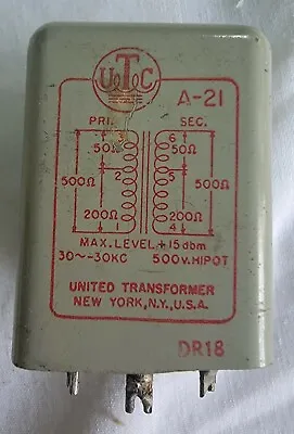 $99.99 • Buy Utc A-21 A21 Line Matching Mixing Input Transformer