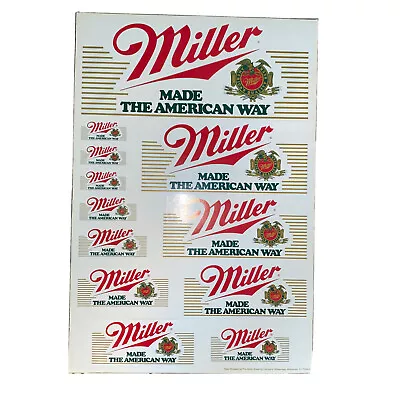 Miller Beer Promotional Stickers Vintage 1981 Full Sheet Toolbox/Garage Stickers • $6