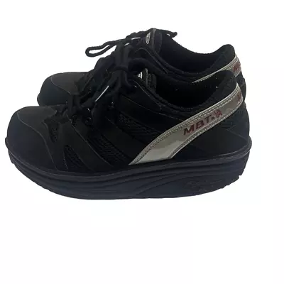 Mbt Women’s Sport Black Rocker Bottom Lace-Up Sneakers Size 7.5 • $20