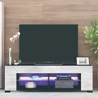 Modern 57  TV Stand - Black/Grey With LED Lights • $165.28