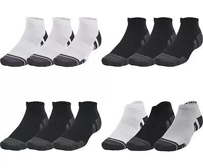 Under Armour Unisex 3 Pair Low Cut Socks Sports Training Performance Tech Socks • £12.89