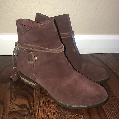 SOREL Farah Short Brown Suede Waterproof Boots Booties Women’s Sz 8.5 NL2682-628 • $75