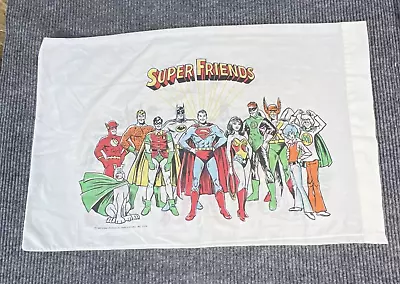 VTG 1976 Pillowcase DC Comics Justice League SUPER FRIENDS Bedding Kids Ephemera • $25.85