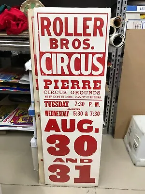 $9.77 • Buy Vintage Roller Bros. Circus Poster 14 X42  Pierre Circus Grounds/jaycees