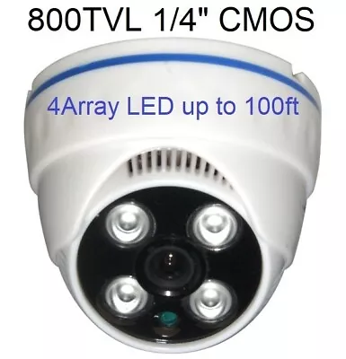 FV-118 1/4  800TVL CMOS 4 Array LED IRx1.3F Up To 100FT 3.6mm  Dome BNC Camera • $11.81