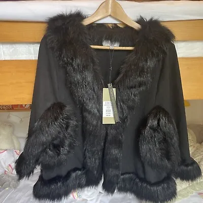 £22.40 • Buy BNWT Coast Amber Black Faux Fur Cape. One Size
