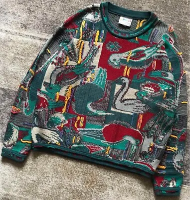 COOGI 90's Vintage Bird Pattern Cotton Knit Sweater Men Size M Multicolor • $1648.61