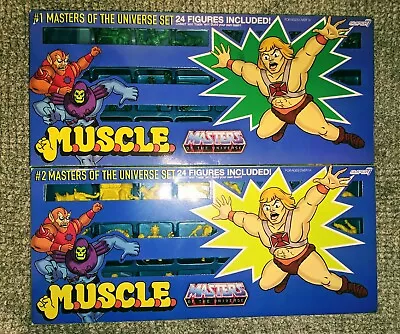 Super7 Masters Of The Universe M.U.S.C.L.E. Figures Set #1 & #2 X 24 Green &... • $355