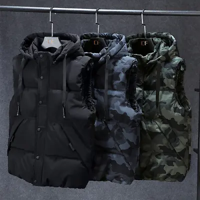 2021 Men's Winter Vest Sleeveless Thick Camouflage Casual Hooded Vest • $55.79