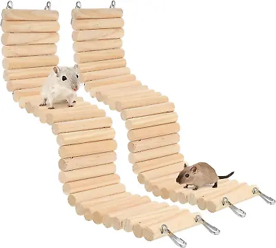 2Pcs Wooden Hamster Ladder Bridge Small Animal Climbing Stair Bendable Rat Cage  • £15.08