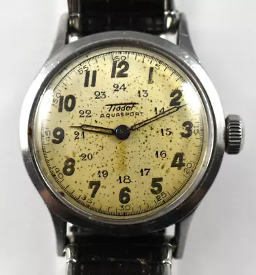 Vintage Tissot Aquasport Manual Wind 24HR Military Dial Wrist Watch Runs Lot.14 • $119.99