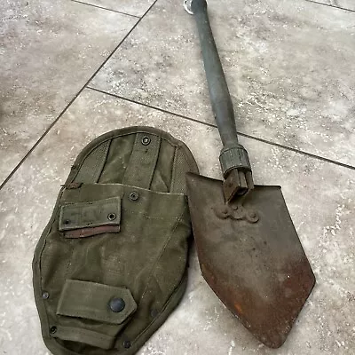 Vintage WW2 WWll US Wood 1944 Military Folding Shovel Trench Tool With Cover • $46.99