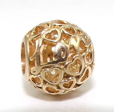 £283.87 • Buy Authentic Pandora 757539 14K Yellow Gold Glowing With Love Open Heart Charm FZ