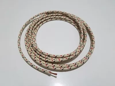 10 Feet Vintage Braided Cloth Covered Primary Wire 16 Ga Gauge White W Red Black • $6.99