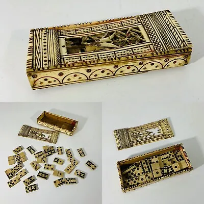 Amazing Napoleonic Prisoner Carved Cribbage Box & Dominoes (c.1805-20) • £395