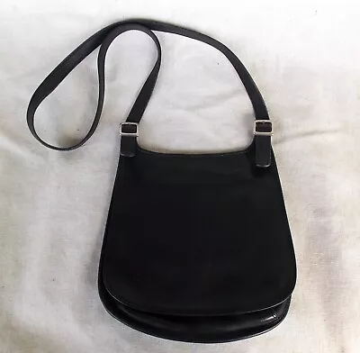 Coach Vintage 9135 Hippie Slim Flap Black Leather Saddlebag Purse Shoulder Bag • $49.99