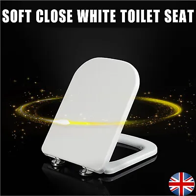 Heavy Duty Soft Close White Toilet Seat With Top Fixing Hinges D Shape/square Uk • £12.60