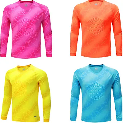 Kids Boys Soccer Goalkeeper Jersey Youth Goalie Shirts With Padded Chest Elbow • £7.35