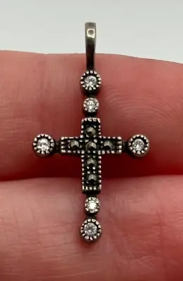 Judith Jack Sterling Silver 925 Marcasite Crystal Small Cross Pendant • $29.99