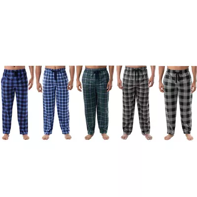 5-Pack: Men's Ultra-Soft Cozy Lounge Sleep Micro Fleece Plaid Pajama Pants • $35.62