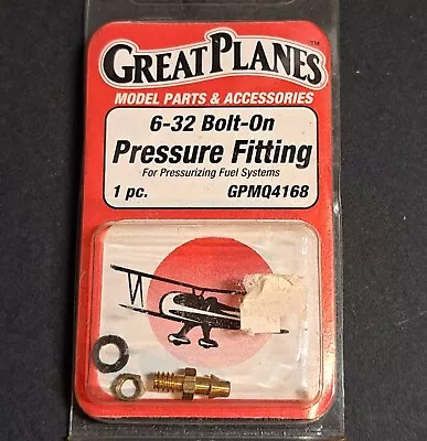 Original Great Planes RC Plane Part #4168 -  6-32 Bolt On Pressure Fitting NOS • $14.95