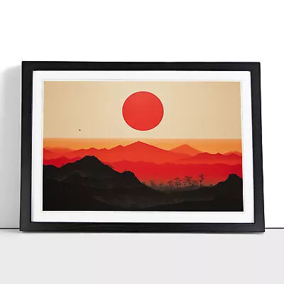 Japanese Sunset Minimalism Framed Wall Art Poster Canvas Print Picture Painting • £14.95