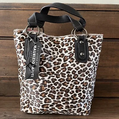 Maurizio Taiuti Women’s Handbag Animal Print Leopard Calf Hair Leather Strap NWT • $24.97