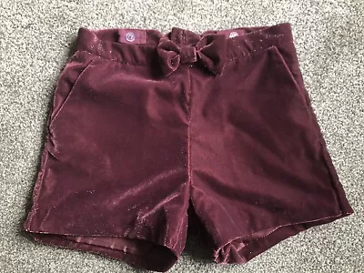 Girls H & M Velvet Like Sparkly Shorts With Pockets Burgundy 8-9 Years • £0.99