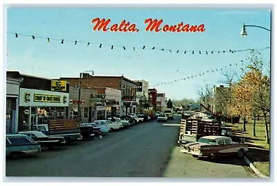 C1960 Front Street Malta Business Shopping District Malta Montana MT Postcard • £9.48