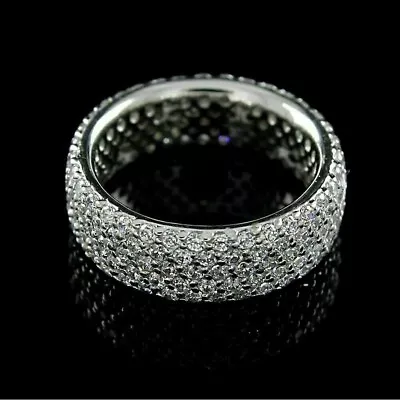 Men's Wedding Eternity Band Ring 2.5Ct Lab Created Diamond 14K White Gold Plated • $139.99