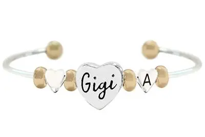 Custom Gigi Two Tone Gold Silver Cuff Bracelet Jewelry Child Choose Initial • $23.49