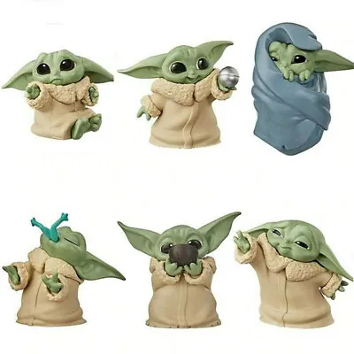 6Pcs Star Wars Yoda Jedi Mandalorian Baby Master Action Figure Model Toy Gift • £13.49