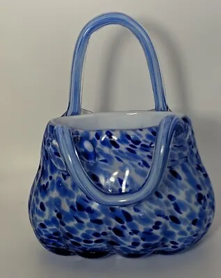 Art Glass Purse Pocketbook Bag Vase Flowers Candy Bowl • $24.99