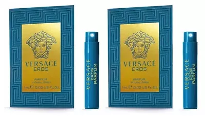 2x VERSACE EROS Men 0.03oz / 1.0ml Each PARFUM Spray Samples NEW ON CARD SEALED • $9.95