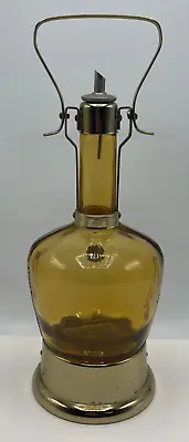 Vintage 13  Liquor Decanter Yellow Glass Brass Music Box How Dry Am I • $21.74