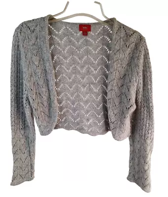 Mossimo Size L Gray Cardigan Lightweight Crop Long Sleeve Angora Blend Sweater • $12