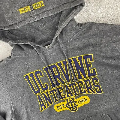 UC IRVINE Anteaters Hoodie Adult Size XL Gray Sweatshirt Embroidered Pockets Men • $33.20